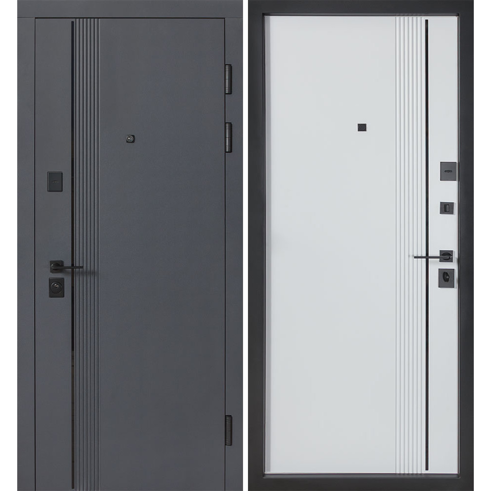 Вхідні дверi В-85 Kale МОДЕЛЬ 591 Антрацит / Біла шагрень