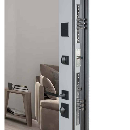 Вхідні дверi УЛЬТРА (квадро) Securemme 557/607 Зріз каменю /Білий матовий гладкий