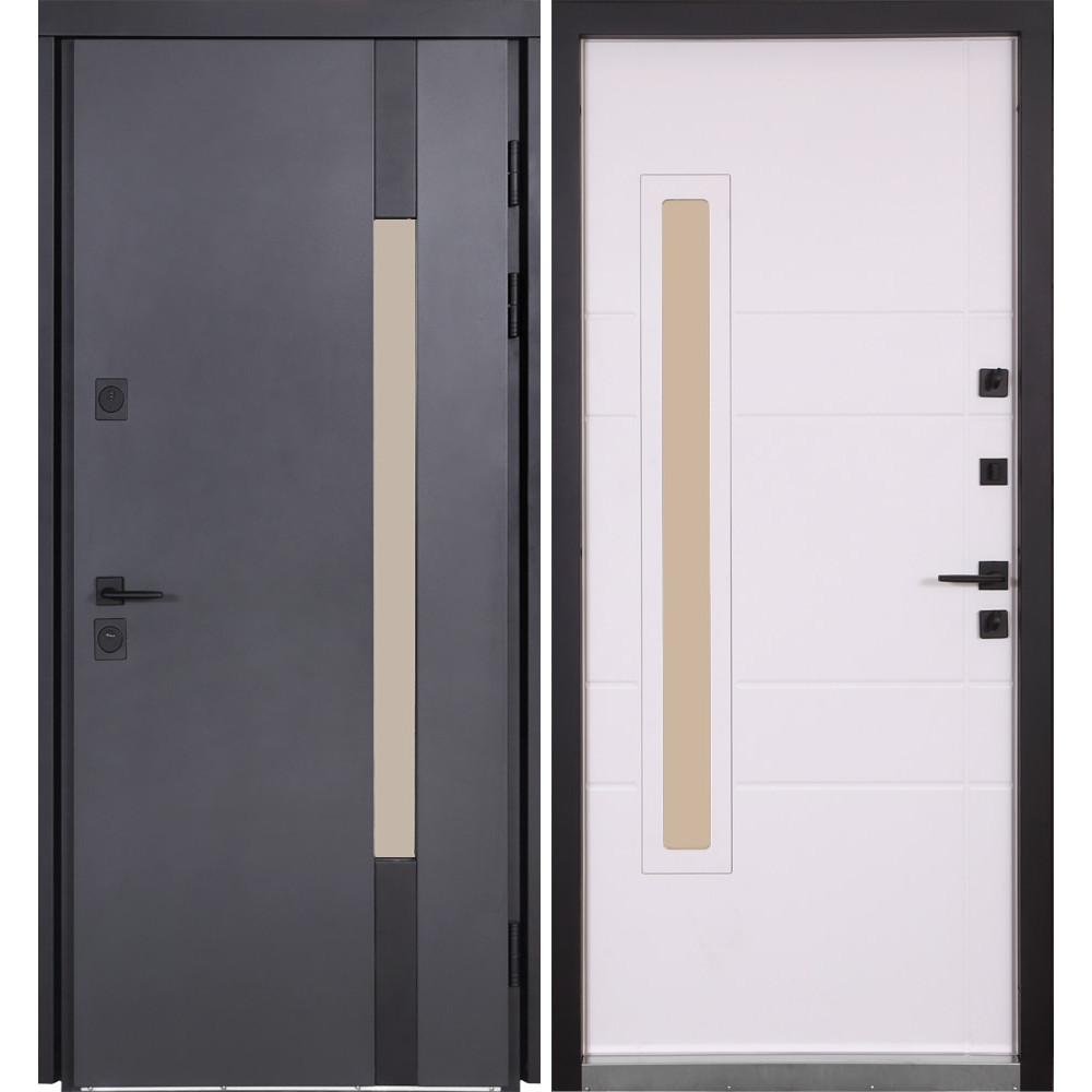 Вхідні дверi COTTAGE Kale МОДЕЛЬ 705/431 Вулична Metalic Anthracite / Білий атласний