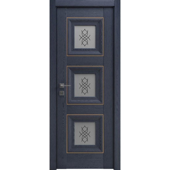 МЕЖКОМНАТНЫЕ ДВЕРИ "Irida" basic molding, скло СОСНА БРАШ КОБАЛЬТ