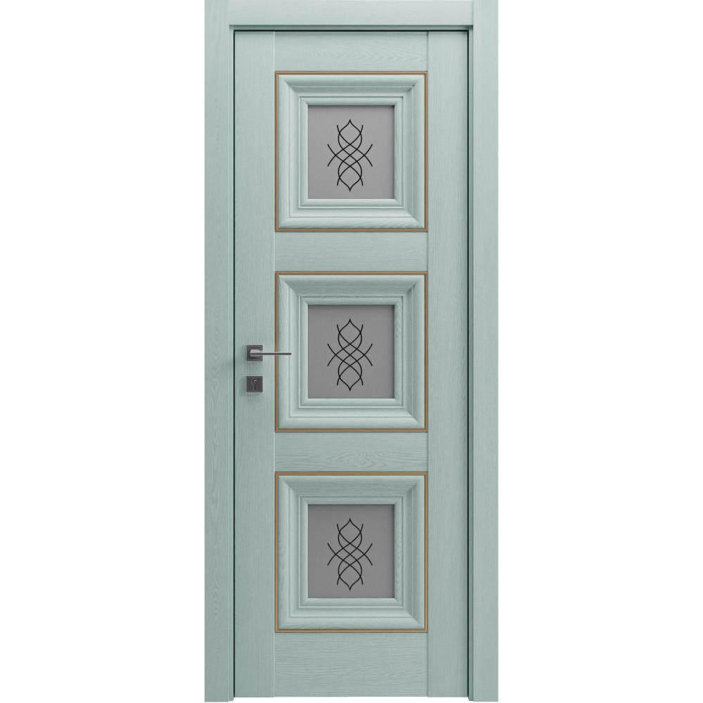 МЕЖКОМНАТНЫЕ ДВЕРИ "Irida" basic molding, скло СОСНА БРАШ МИНТ