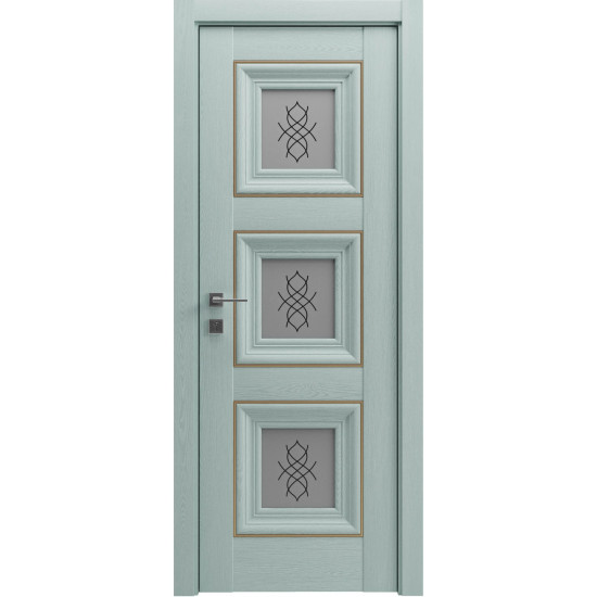 МЕЖКОМНАТНЫЕ ДВЕРИ "Irida" basic molding, скло СОСНА БРАШ МИНТ