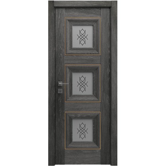 МІЖКІМНАТНІ ДВЕРІ "Irida" basic molding, скло ДУБ ШАЛЕ ГРАФИТ
