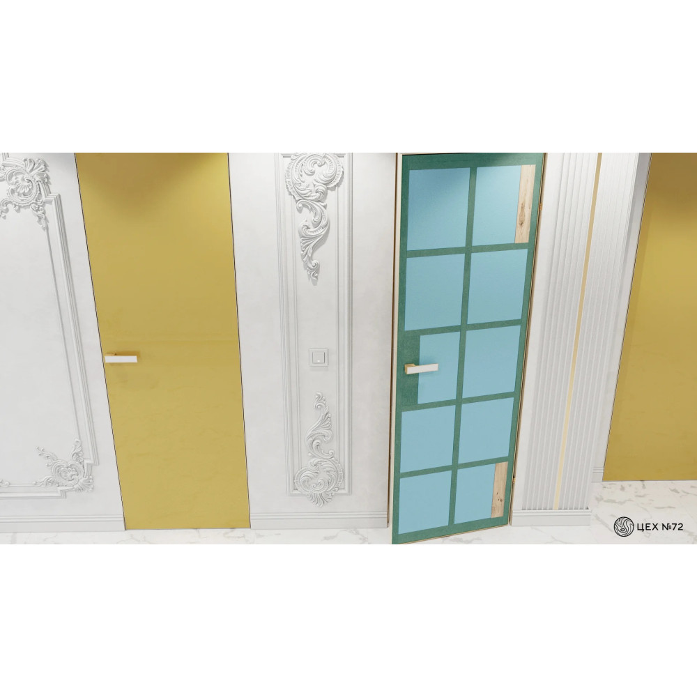 Двері прихованого монтажу Prestige Glass з алюмінієвим торцем, на себе (outside)