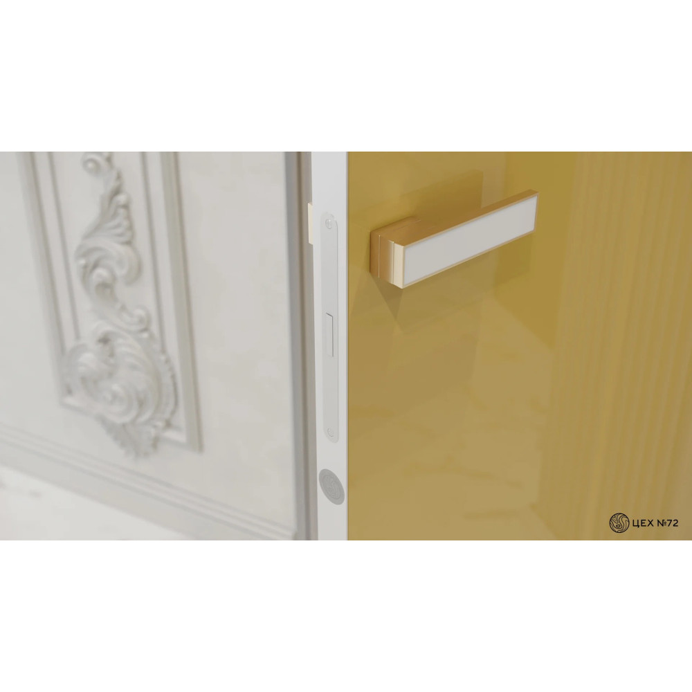Двері прихованого монтажу Prestige Glass з алюмінієвим торцем, на себе (outside)